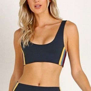 Spiritual Gangster Shakti Sports Bra Size Large Aurora Sky Navy Blue Striped